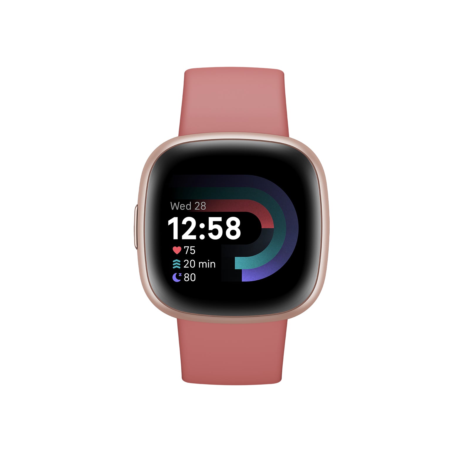Fitbit Versa 4 – Smartwatch – 40,5 mm, GPS, Corning Gorilla Glass 3, 50 m, Sandrosa/Kupferrosé, Sportarmband