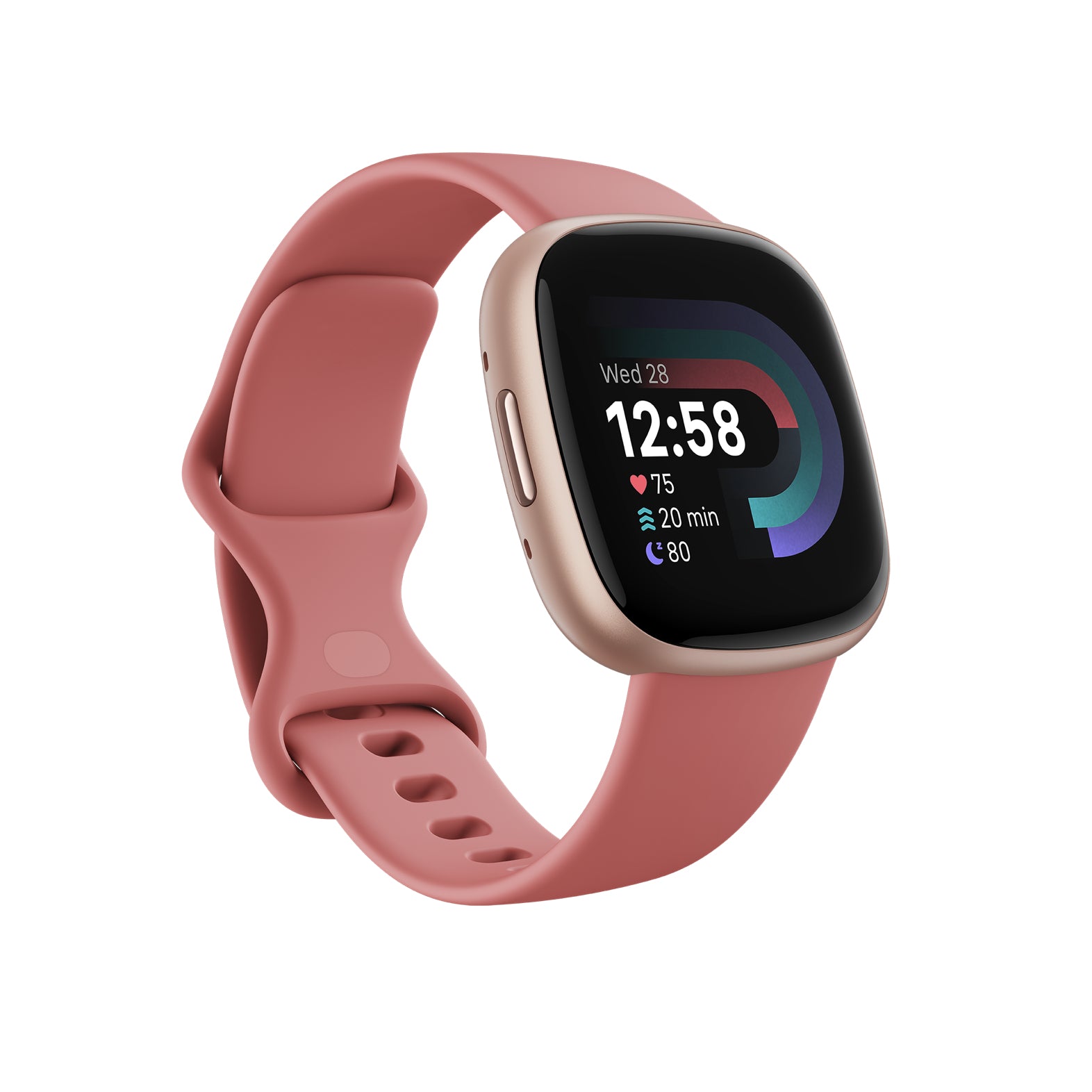 Fitbit Versa 4 – Smartwatch – 40,5 mm, GPS, Corning Gorilla Glass 3, 50 m, Sandrosa/Kupferrosé, Sportarmband