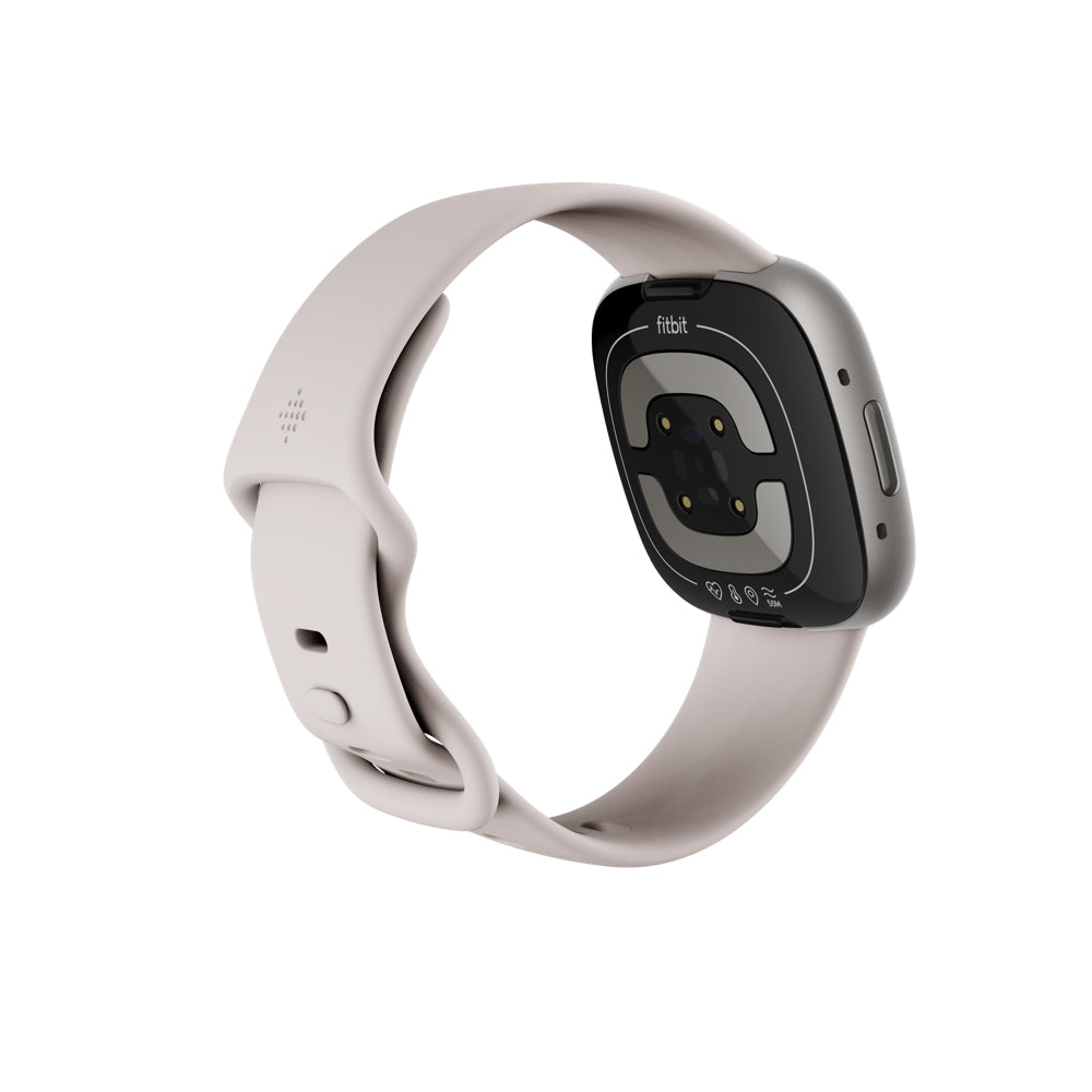 Fitbit Sense 2 – Smartwatch – 40,5 mm, GPS, Corning Gorilla Glass 3, 50 m, Mondweiss / Platin, Bandgrösse S/L