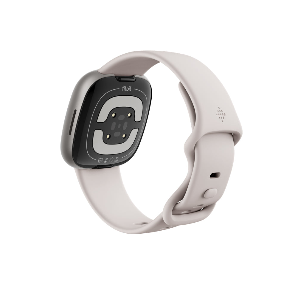 Fitbit Sense 2 – Smartwatch – 40,5 mm, GPS, Corning Gorilla Glass 3, 50 m, Mondweiss / Platin, Bandgrösse S/L