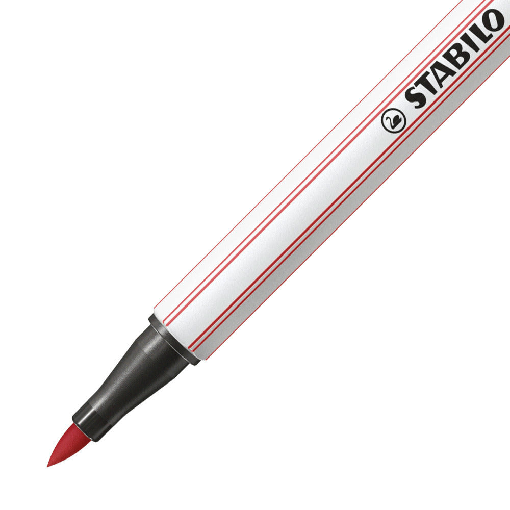 STABILO Pen 68 Brush Filzstift – Pinselspitze, 1 mm, wasservermalbar, Rot