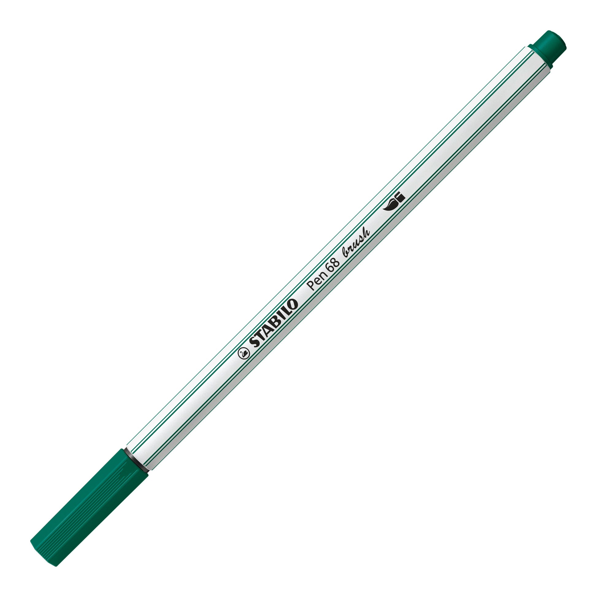 STABILO Pen 68 Brush Filzstift – Pinselspitze, 1 mm, wasservermalbar, türkisgrün