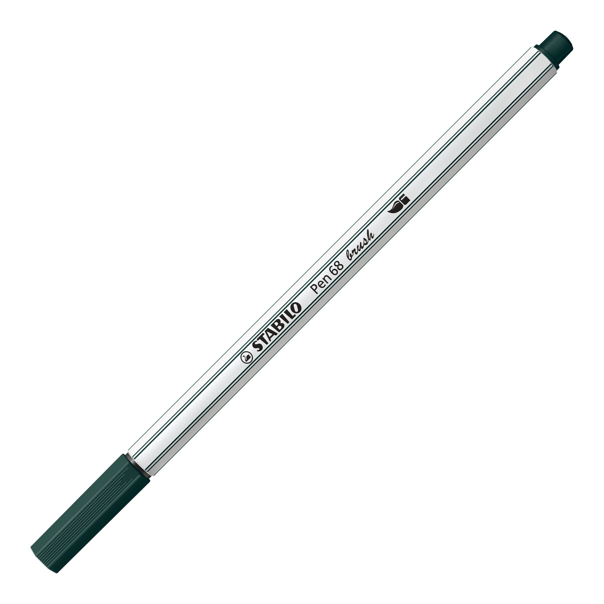 STABILO Pen 68 Brush Filzstift – Pinselspitze, 1 mm, wasservermalbar, Olivgrün