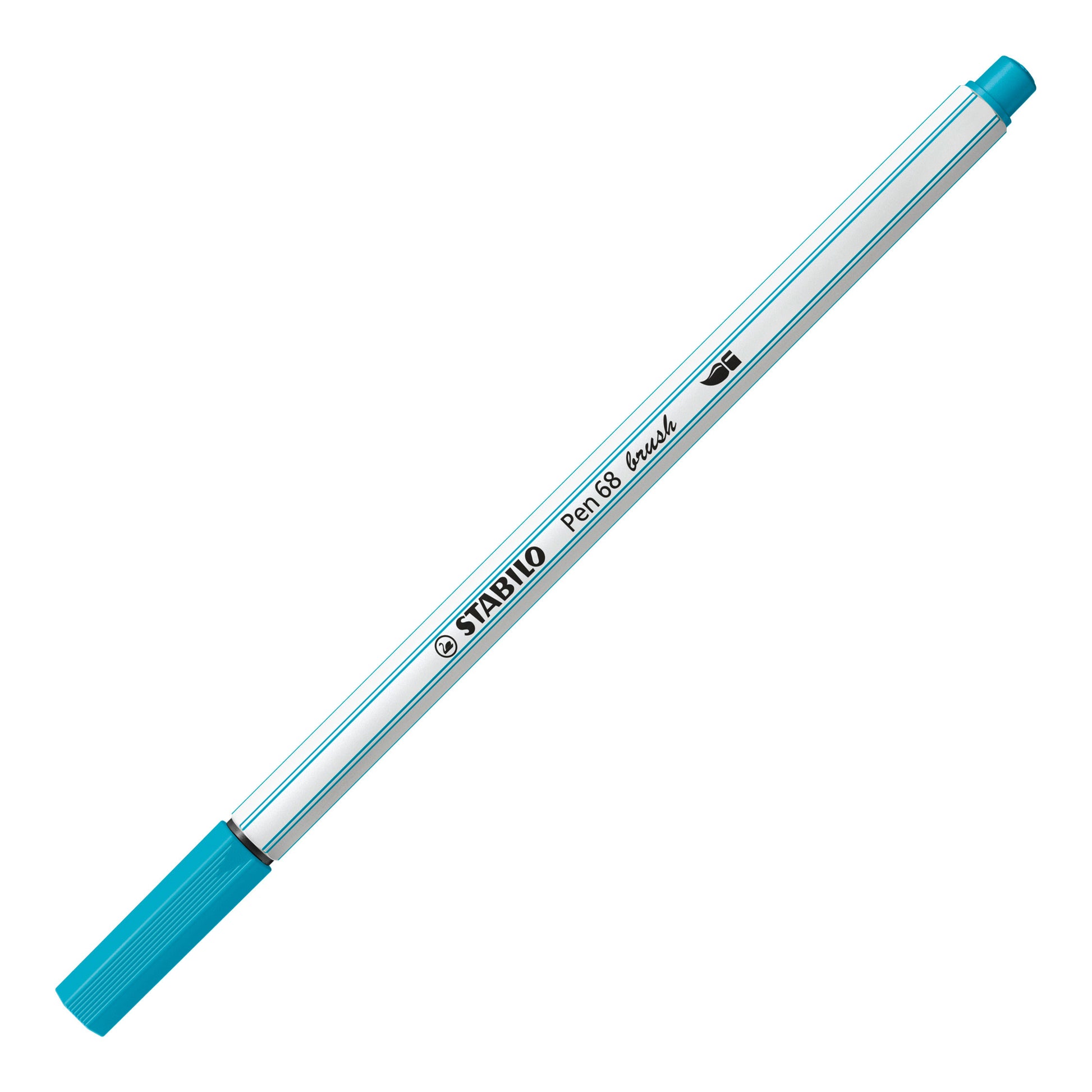STABILO Pen 68 Brush Filzstift – Pinselspitze, 1 mm, wasservermalbar, Hellblau