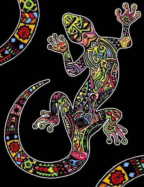 Tataruga Gecko Malkarton, Karton, 21 × 29,7 cm, schwarz
