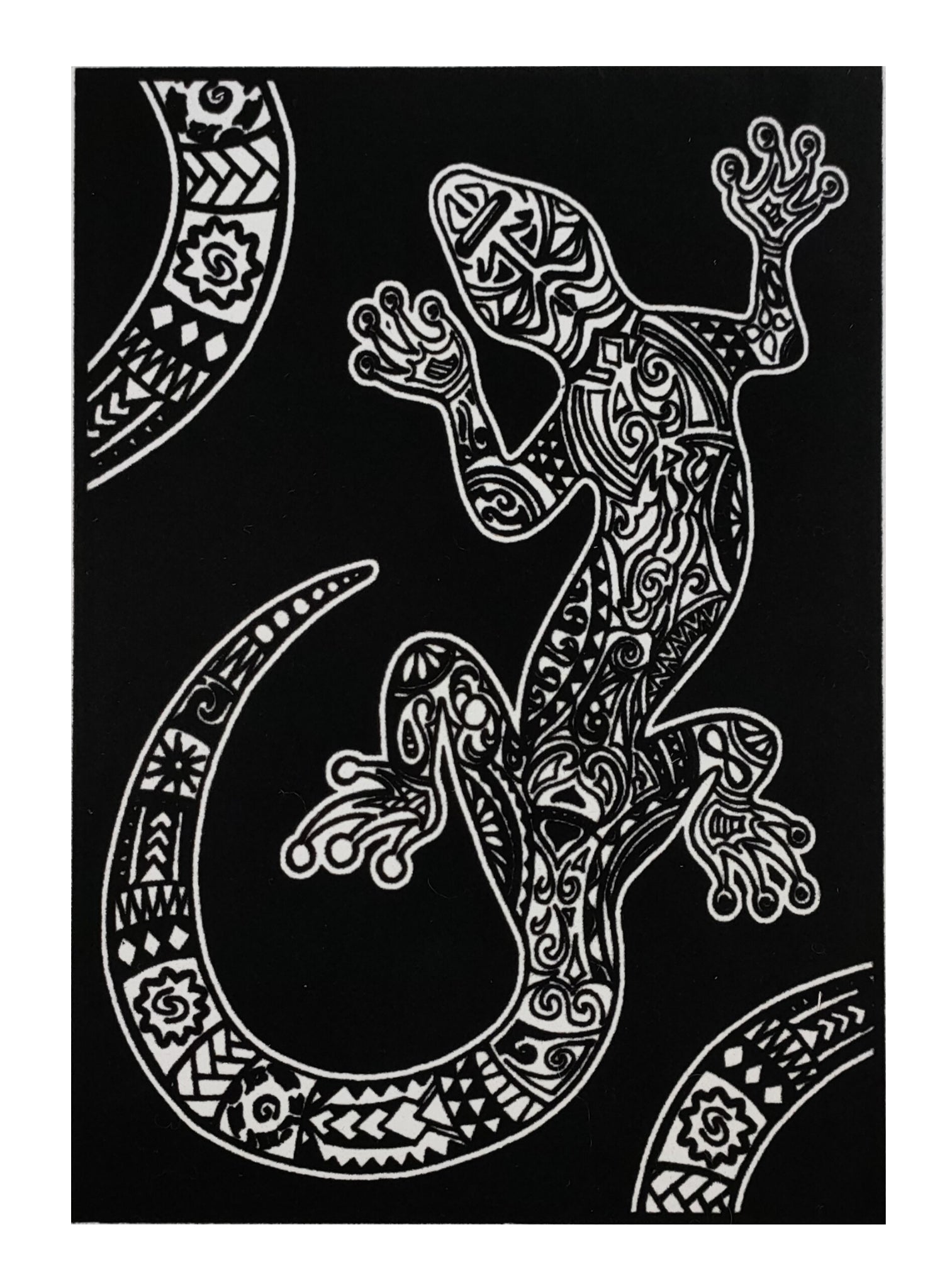 Tataruga Samtbild – A4, Gecko, Schwarz/Weiss – 1 Stück, Karton, Samt