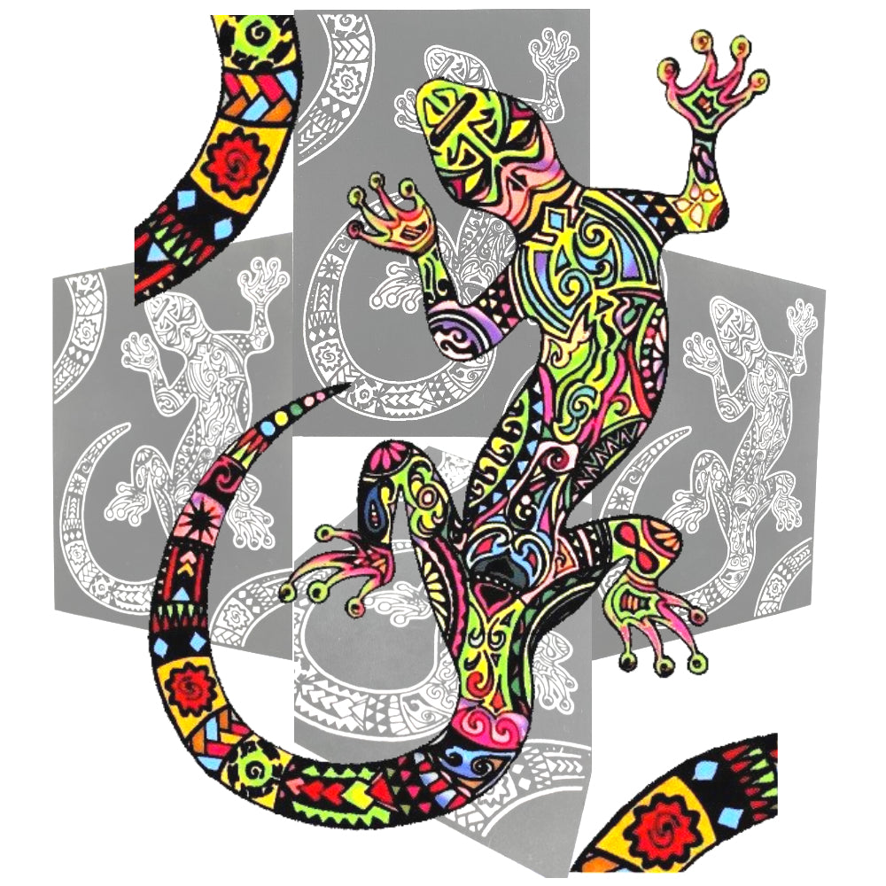 Tataruga Samtbild – A4, Gecko, Schwarz/Weiss – 1 Stück, Karton, Samt