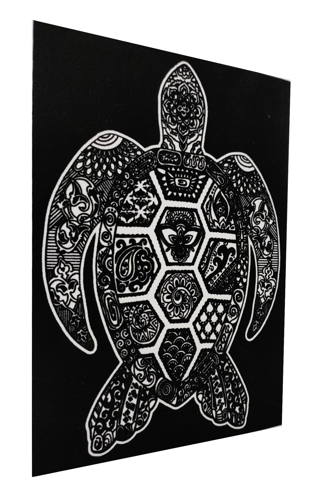 Tataruga Samtbild, Schildkröte, Karton, Samt, Schwarz/Weiss, A4