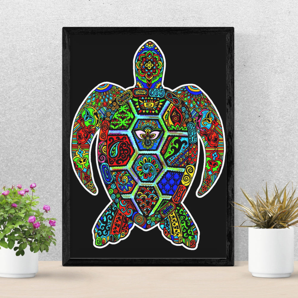 Tataruga Samtbild, Schildkröte, Karton, Samt, Schwarz/Weiss, A4
