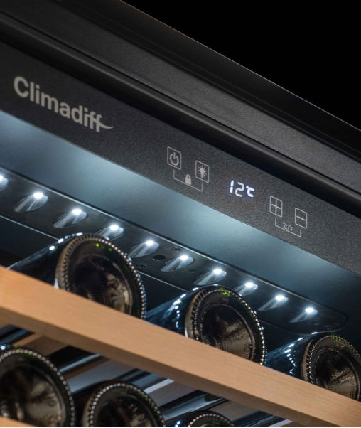 Climadiff Weinkühlschrank CBI28S1B – 62 l, Energieeffizienzklasse G, 38 dB, Schwarz