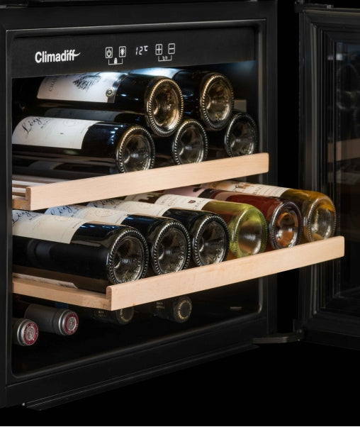 Climadiff Weinkühlschrank CBI28S1B – 62 l, Energieeffizienzklasse G, 38 dB, Schwarz