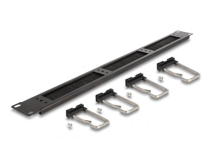 DeLOCK 19" Rangierpanel, 1U, 4 Metallbügel, 482×81×44 mm – schwarz