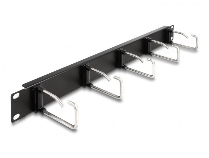 DeLOCK Kabelmanagement Rangierpanel – für 19" Rack – 5 Metallbügel, 1 HE – Metall – schwarz – 81 × 44 × 482 mm