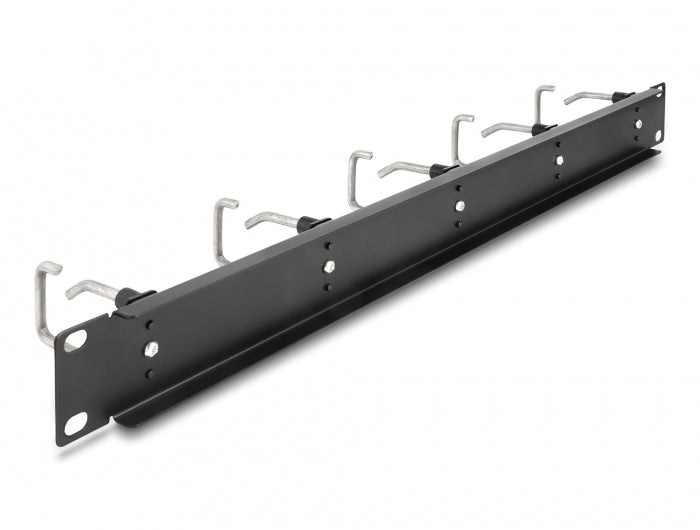 DeLOCK Kabelmanagement Rangierpanel – für 19" Rack – 5 Metallbügel, 1 HE – Metall – schwarz – 81 × 44 × 482 mm