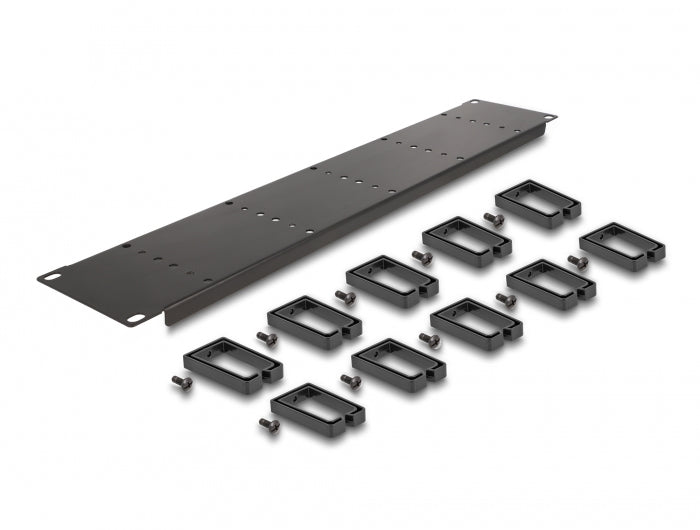 DeLOCK 19" Rangierpanel, 2U, 10 Kunststoffbügel, Metall/Kunststoff – Schwarz