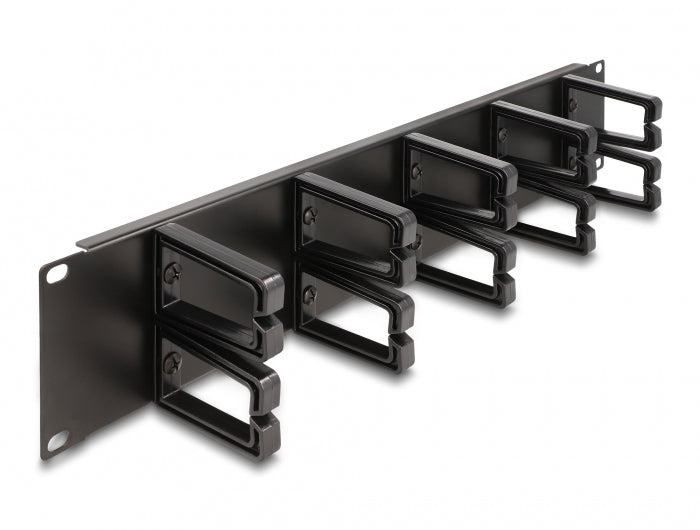 DeLOCK 19" Rangierpanel, 2U, 10 Kunststoffbügel, Metall/Kunststoff – Schwarz