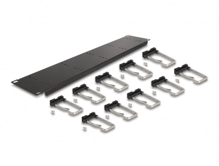 DeLOCK Kabelmanagementtafel – 88×81 mm, L 482 mm – Metall – Schwarz – für 19" Rack