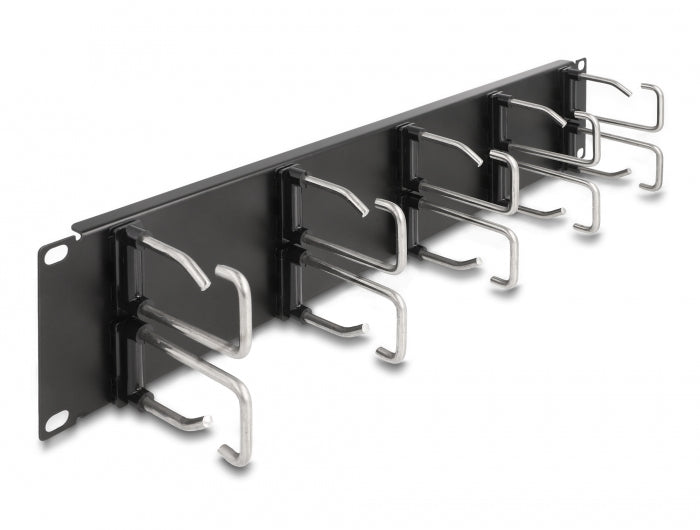 DeLOCK Kabelmanagementtafel – 88×81 mm, L 482 mm – Metall – Schwarz – für 19" Rack