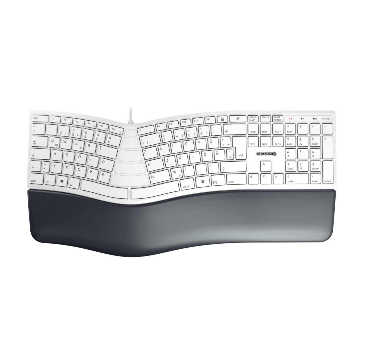 CHERRY KC 4500 ERGO – Ergonomische Tastatur – kabelgebunden – USB – QWERTZ (DE) – mit Handballenauflage