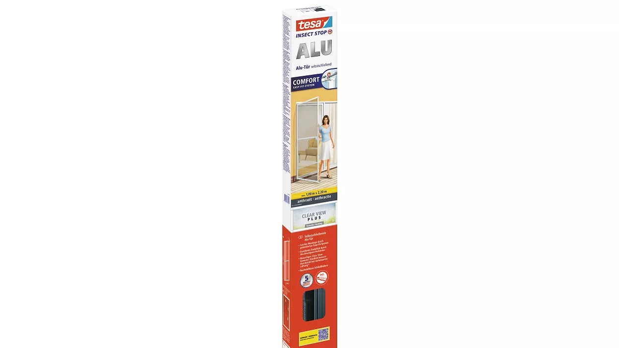 TESA Fliegengitter Tür – 100 × 220 cm – Anthrazit – Aluminium-Rahmen – für Türen