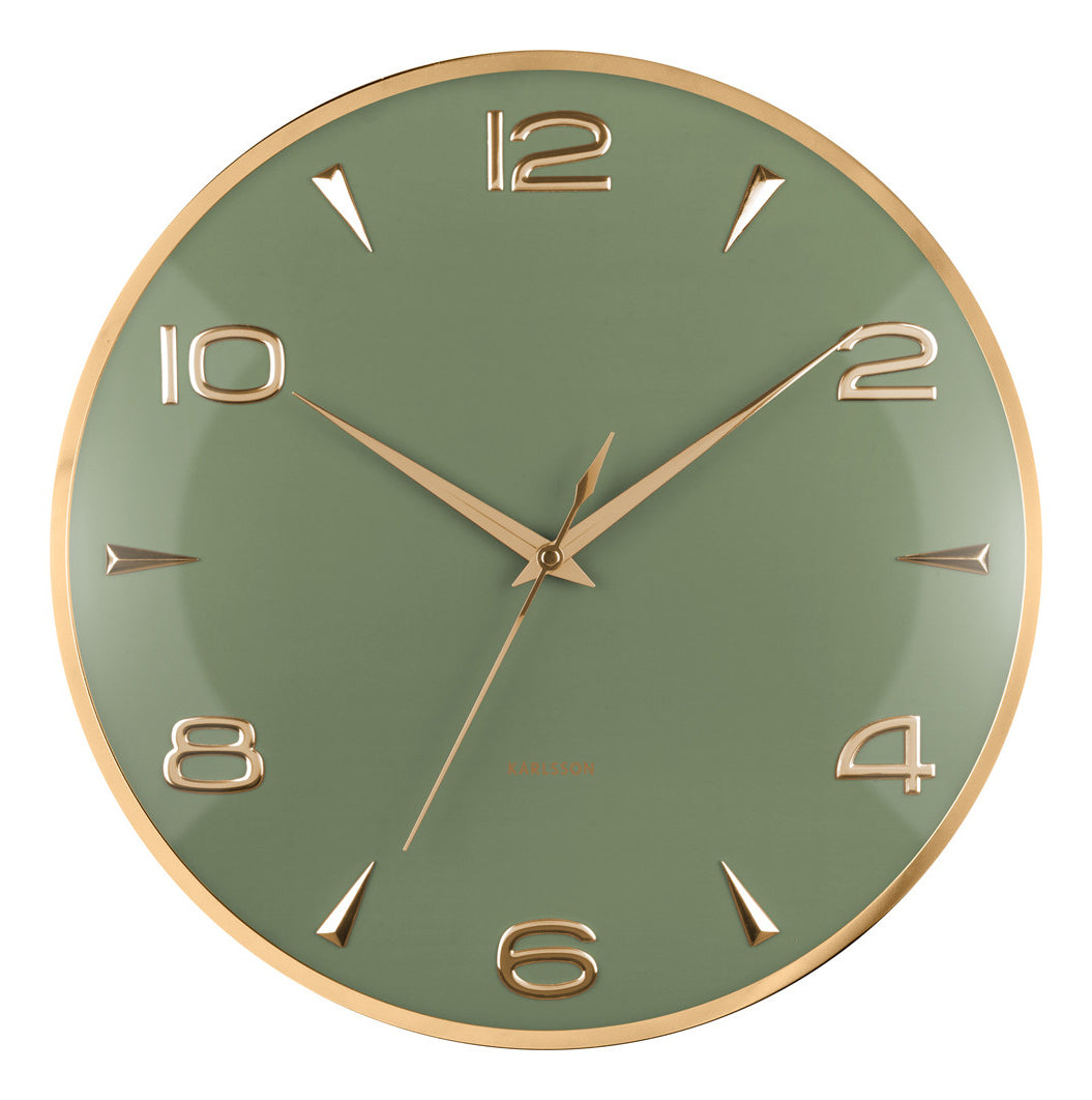 Karlsson Wanduhr Sienna Glow – Ø 40,6 cm, grün, Metall