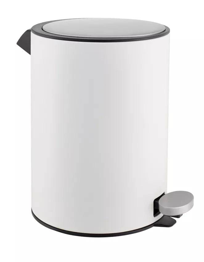 Diaqua Treteimer – 3 l – Edelstahl, rund – weiss matt