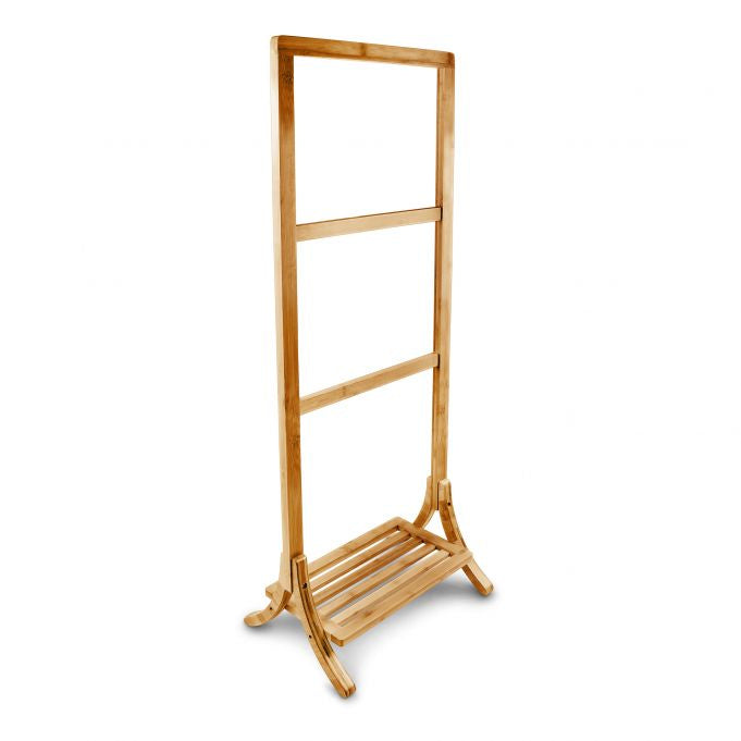 Relaxdays Handtuchständer 3 Arme – 40×27×105 cm, Bambus, Natur
