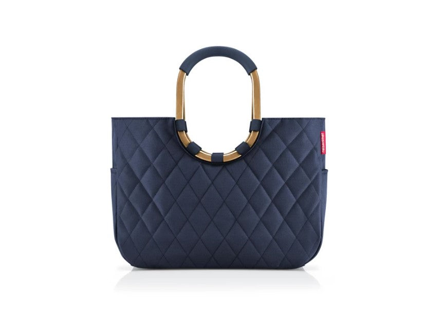 Reisenthel Stofftasche, Motiv Rhombus Midnight Gold, 460×345×250 mm, verstärkte Griffe