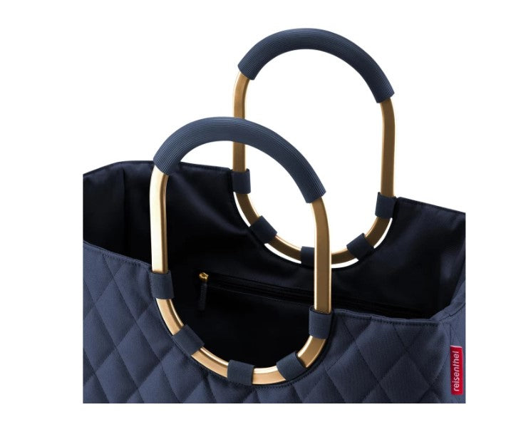 Reisenthel Stofftasche, Motiv Rhombus Midnight Gold, 460×345×250 mm, verstärkte Griffe