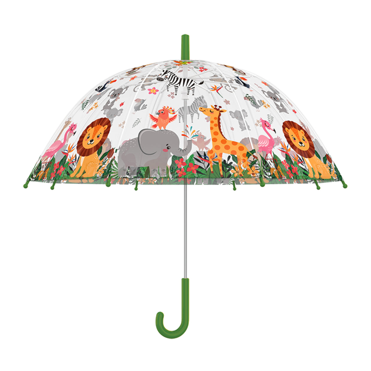 Esschert Design Stockschirm Dschungeltiere – Ø 70,5 cm, L 69,2 cm – mehrfarbig