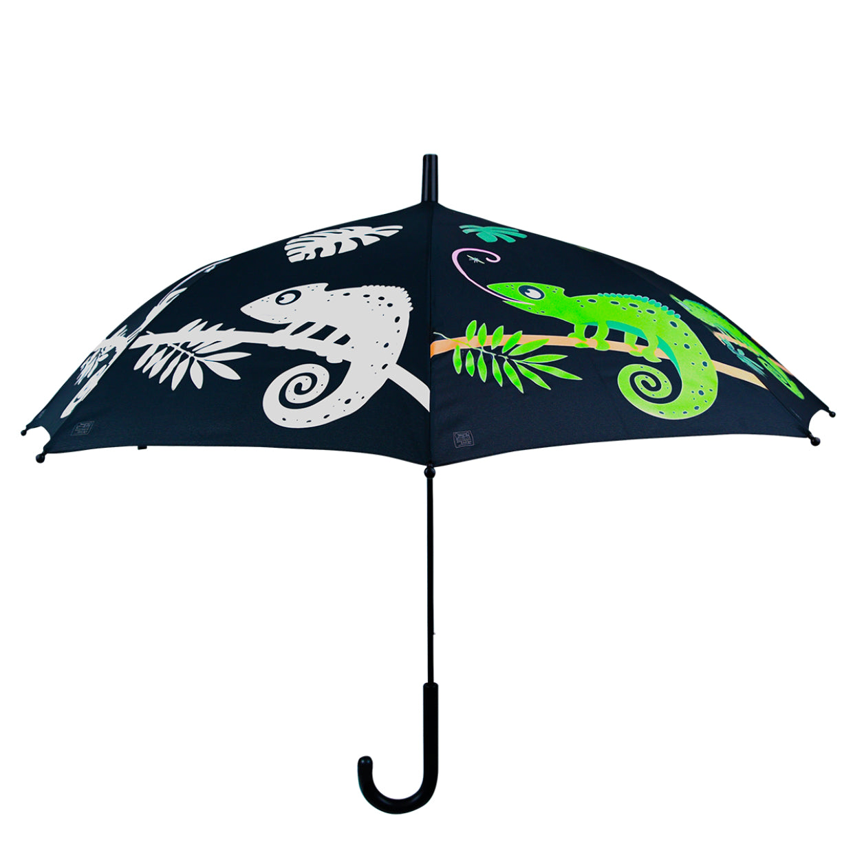Esschert Design Stockschirm Chamäleon – Ø 88 cm, L 69,3 cm – mehrfarbig – Farbwechsel bei Regen