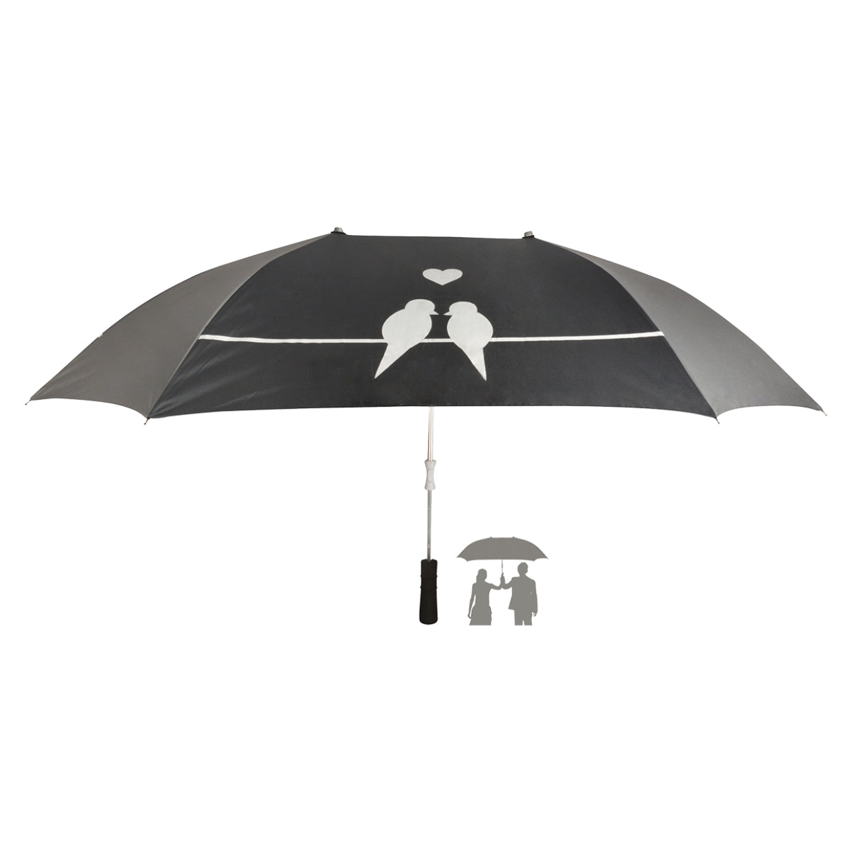 Esschert Design Stockschirm TP155 – Ø 128,5 cm, L 73,5 cm – schwarz