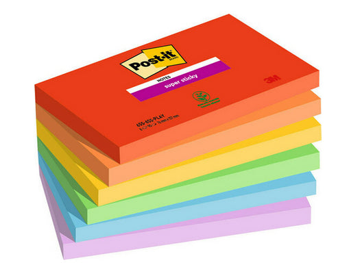 Post-it Super Sticky Haftnotizen – 127×76 mm – sortiert, 6×90 Blatt, PEFC