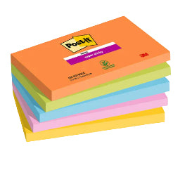 Post-it Boost Haftnotizen – 127 × 76 mm – sortiert, Super Sticky, 90 Blatt/Block, 5er-Pack