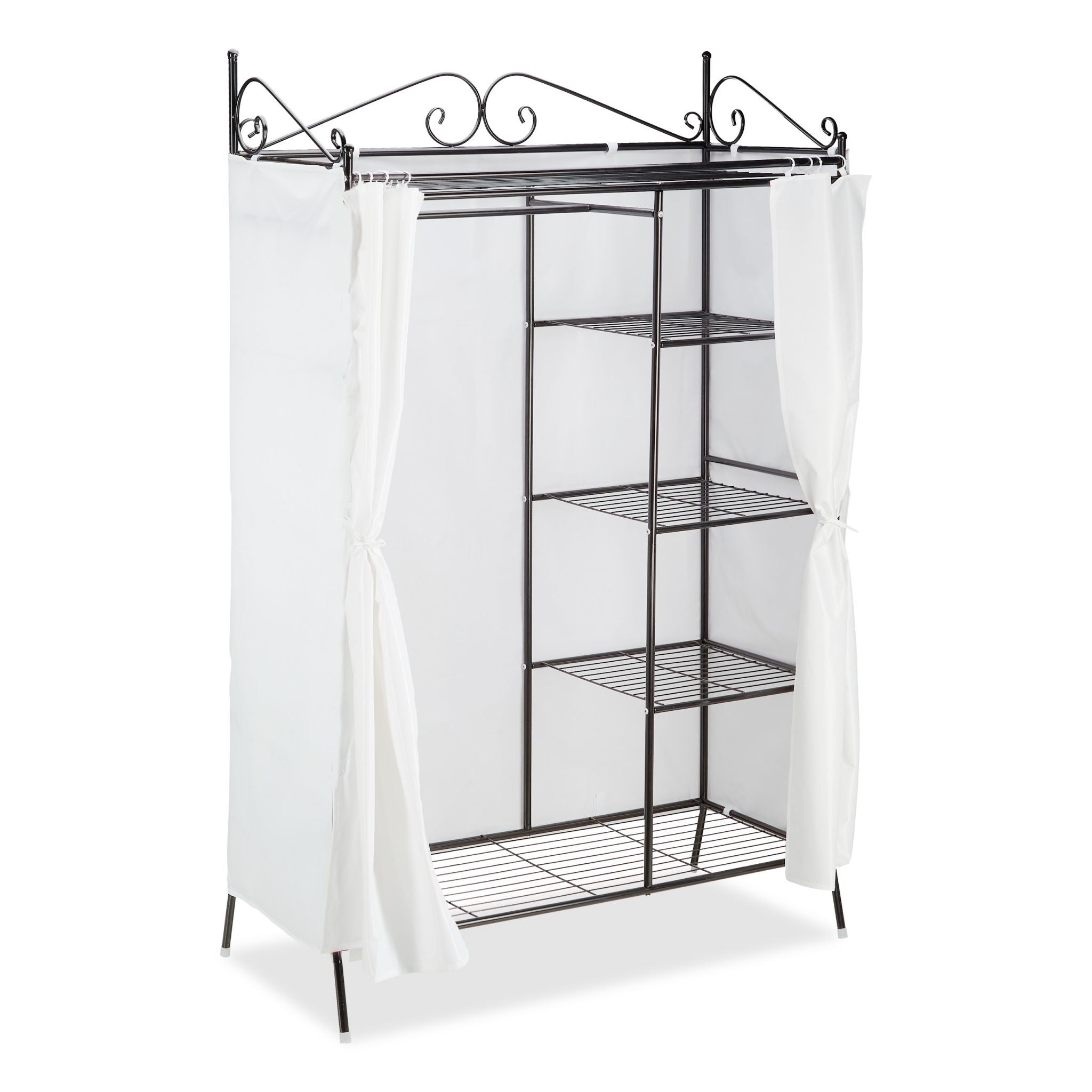 Relaxdays Garderobenständer – Metall/Polyester, Weiss, 105 × 45 × 172 cm