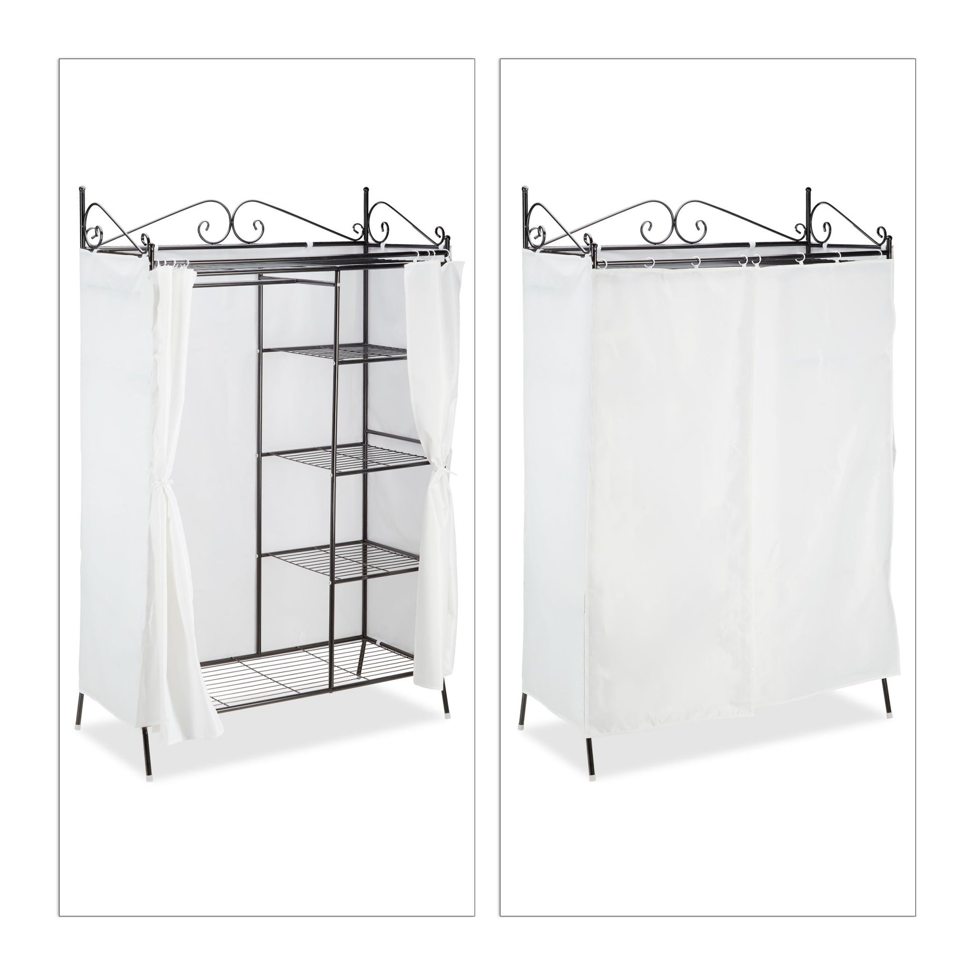 Relaxdays Garderobenständer – Metall/Polyester, Weiss, 105 × 45 × 172 cm