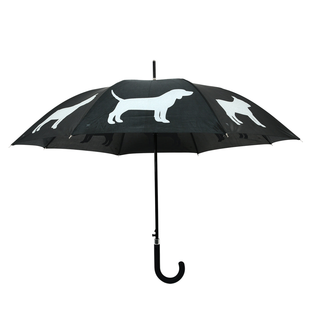 Esschert Design Stockschirm – Auf-/Zu-Automatik, Ø 105 cm, L 85,1 cm – Grau Reflektor Hunde – reflektierend