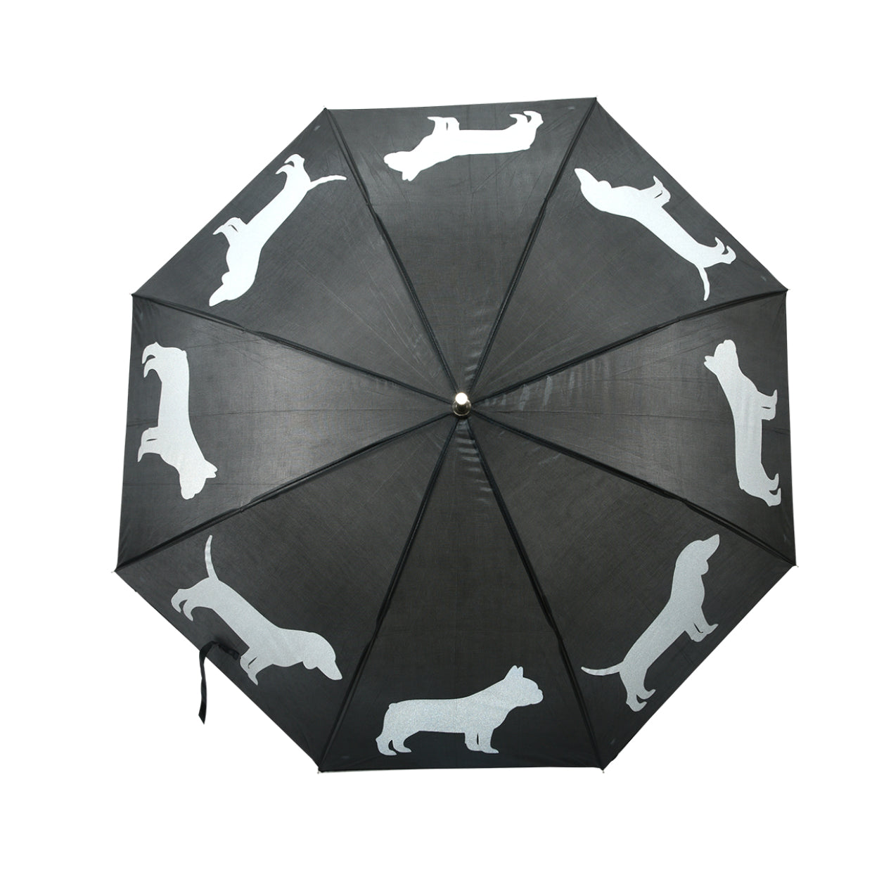 Esschert Design Stockschirm – Auf-/Zu-Automatik, Ø 105 cm, L 85,1 cm – Grau Reflektor Hunde – reflektierend