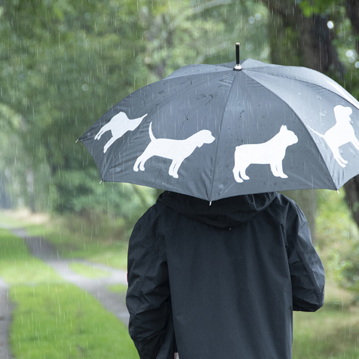 Esschert Design Stockschirm – Auf-/Zu-Automatik, Ø 105 cm, L 85,1 cm – Grau Reflektor Hunde – reflektierend