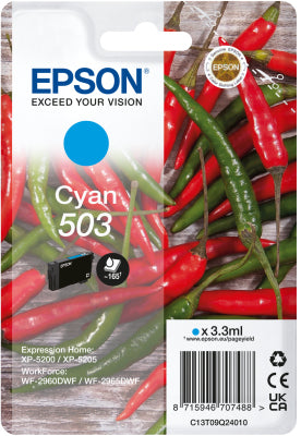Epson 503 Cyan Tintenpatrone (Original) – 3,3 ml – für Expression Home XP-5200/5205, WorkForce WF-2960/2965DWF