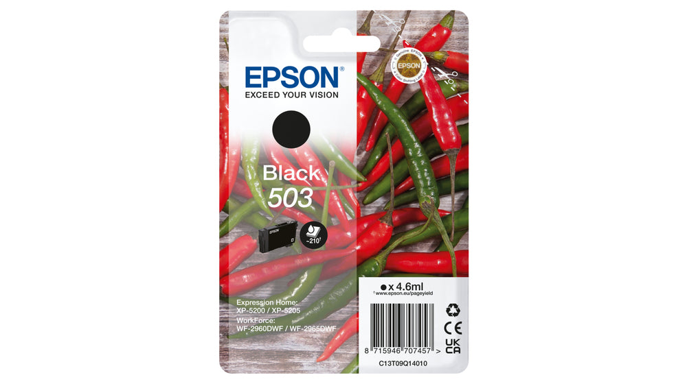 Epson 503 Schwarz Tintenpatrone (Original) – 210 Seiten – für WorkForce WF-2960DWF/WF-2965DWF