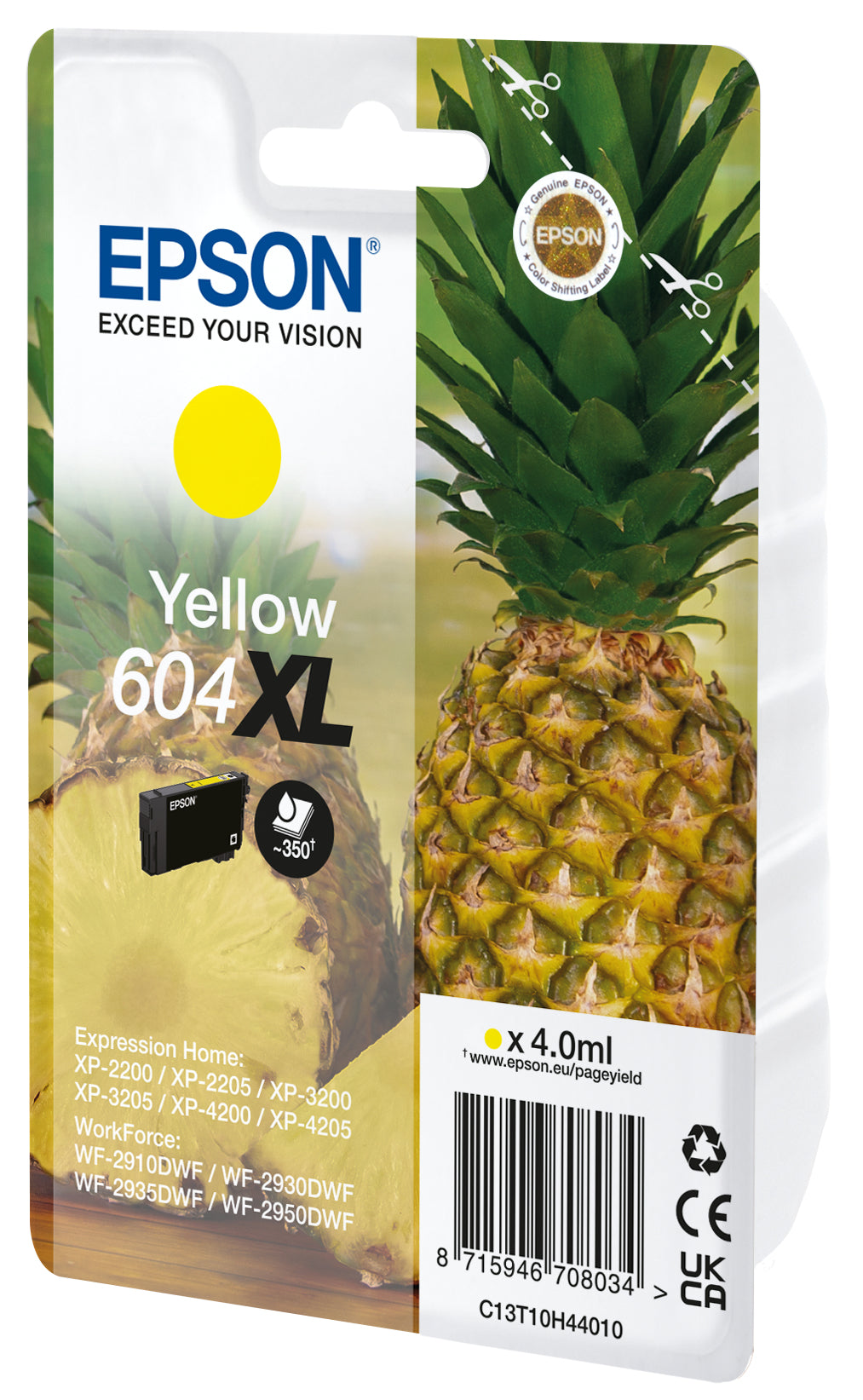 Epson 604XL Gelbe Tintenpatrone (Original) – 4 ml – für Expression Home XP-2200/3200, WorkForce WF-2910/2930