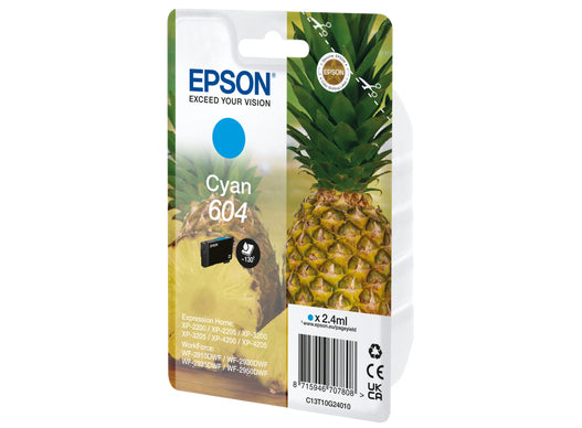 Epson 604 Cyan Tintenpatrone (Original) – 130 Seiten – für XP-2200/XP-3200/…, WF-2910DWF/… – T10G24010