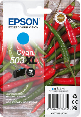 Epson 503XL Cyan Tintenpatrone (Original) – für Expression Home XP-5200/5205, WorkForce WF-2960DWF/2965DWF
