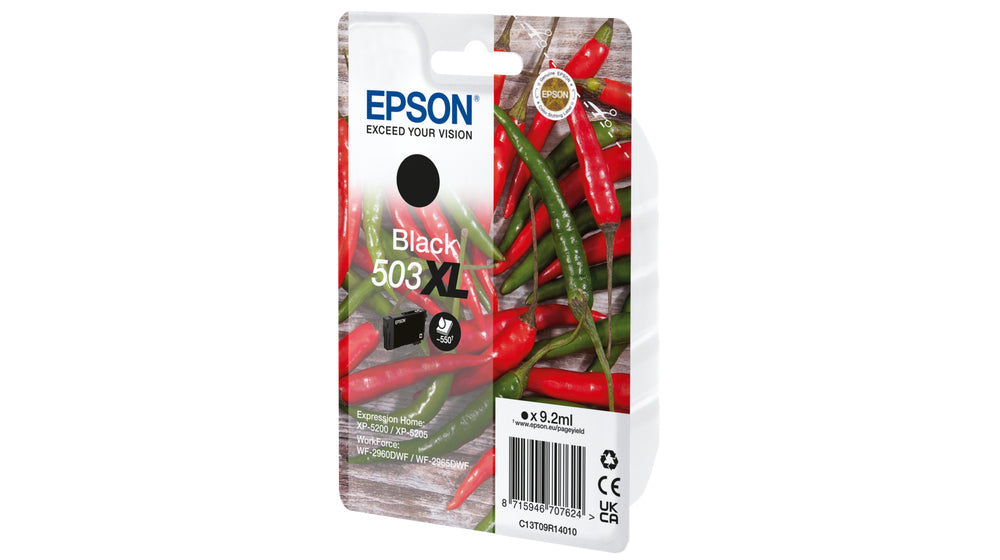 Epson 503XL Schwarz Tintenpatrone (Original) – 550 Seiten – für WF-2960DWF/WF-2965DWF, XP-5200/XP-5205