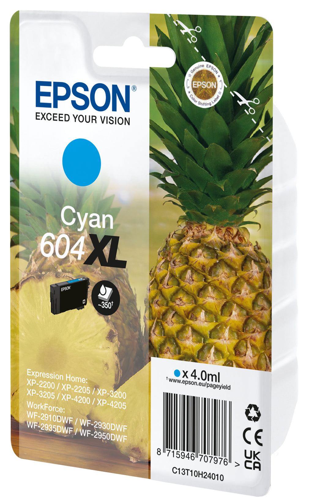 Epson 604XL Cyan Tintenpatrone (Original) – für Expression Home XP-2200/3200/4200, WorkForce WF-2910/2950