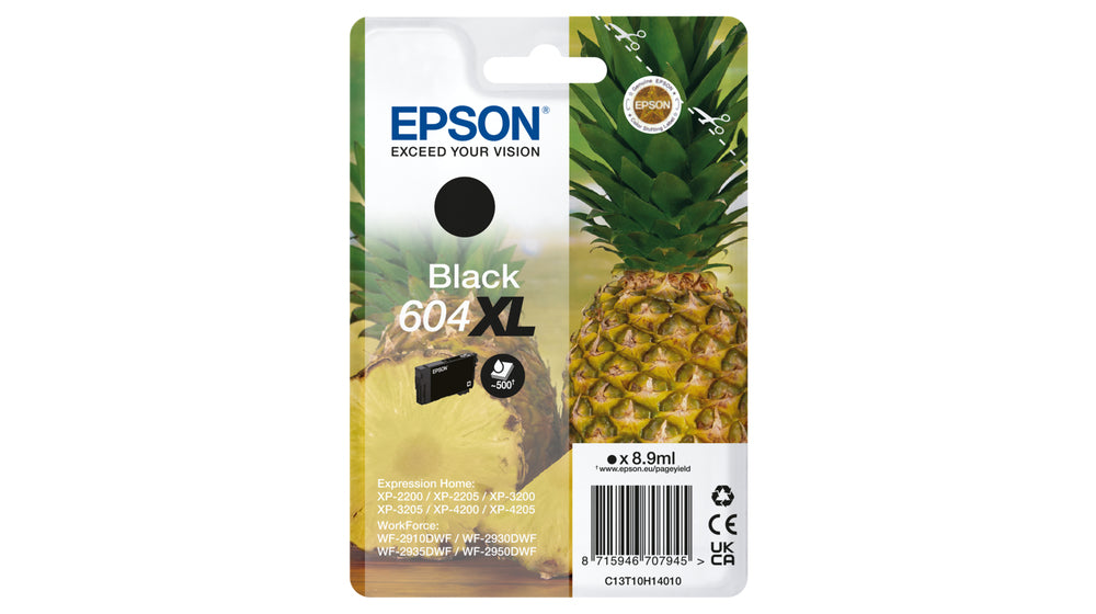 Epson 604XL Schwarz Tintenpatrone (Original) – 500 Seiten – für Epson Expression Home, WorkForce