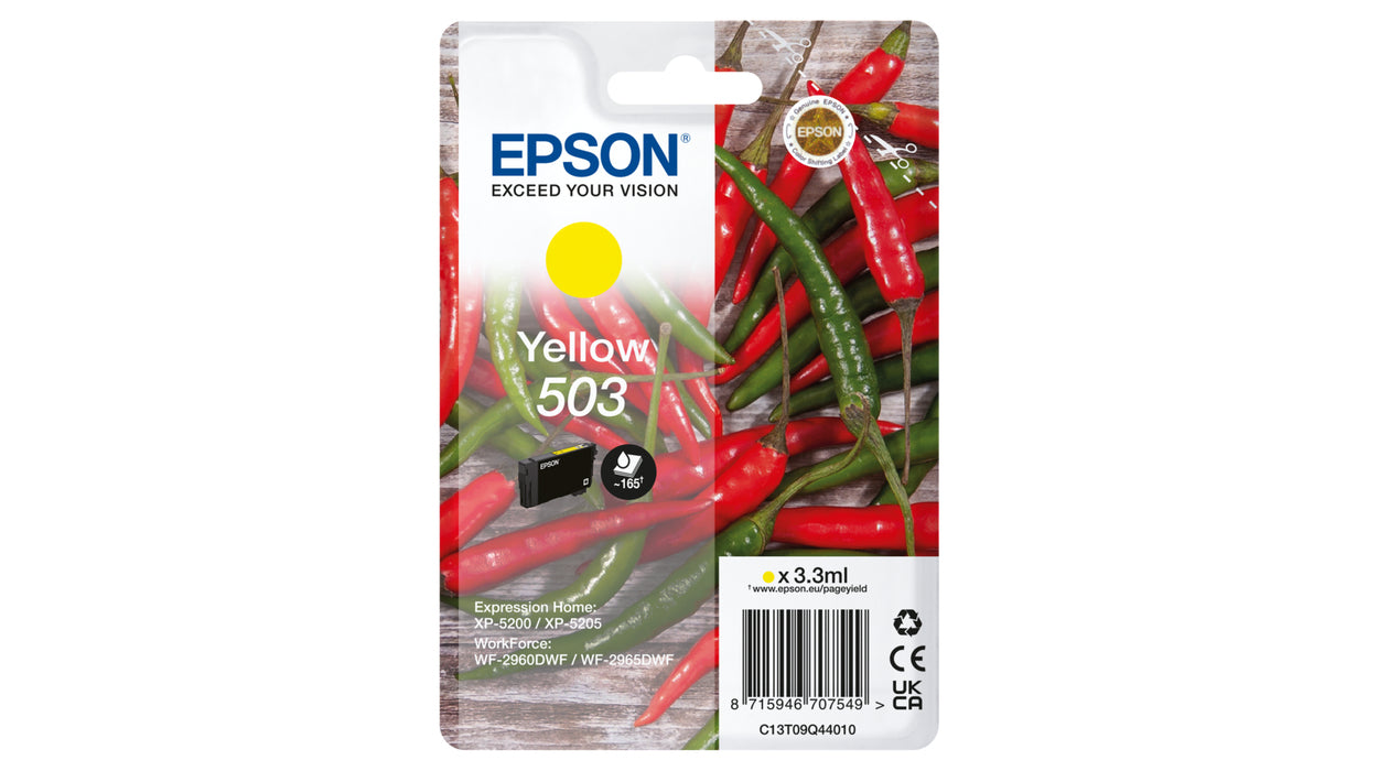 Epson 503 Gelb Tintenpatrone (Original) – 165 Seiten – für WF-2960DWF/2965DWF, Expression Home XP-5200…