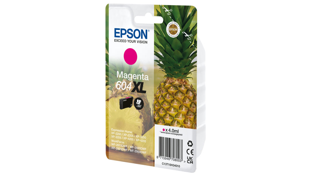 Epson 604XL Magenta Tintenpatrone (Original) – 350 Seiten – für Epson Expression Home, WorkForce – T10H34010