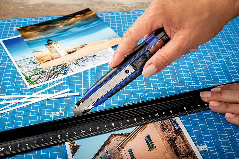 Dahle Cutter Pro 875-21149 – Abbrechmesser, 18 mm, Auto-Lock, Kunststoff, Blau – inkl. 2 Ersatzklingen